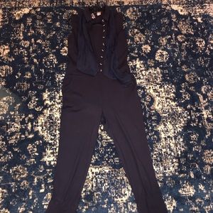 Navy blue button detail jumpsuit